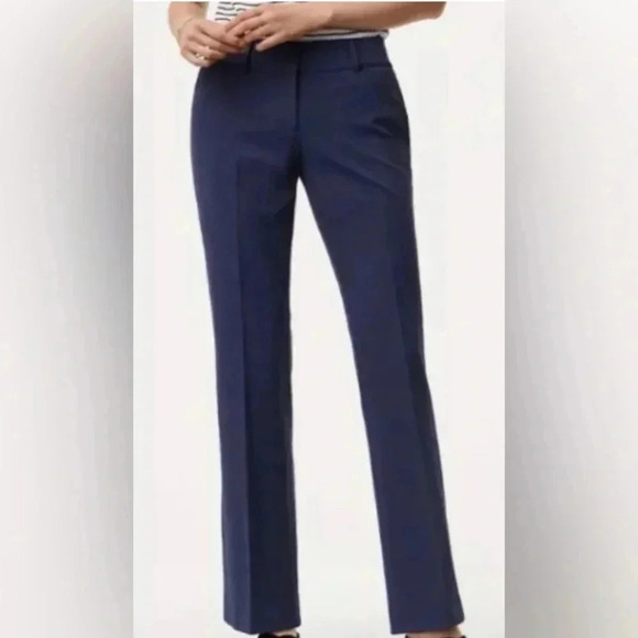Women’s LOFT Julie Straight Leg Mid Rise Pleated Classic Trousers Navy Size2 EUC - Picture 1 of 8